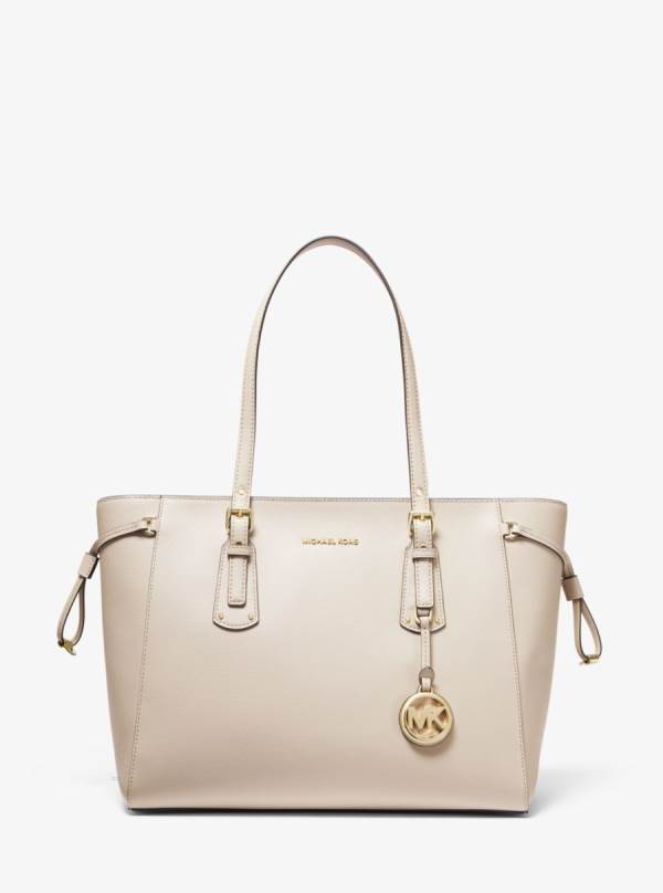 Damske Prenosná Taška Michael Kors Voyager Medium Crossgrain Leather Platina - Kabelky Michael Kors Sleva | PJHGA-7238